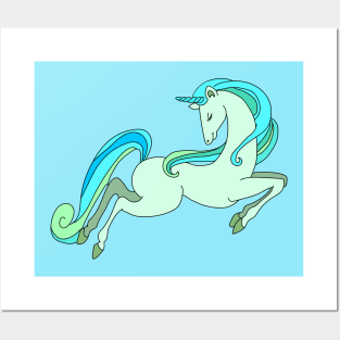 Unicorn green Posters and Art